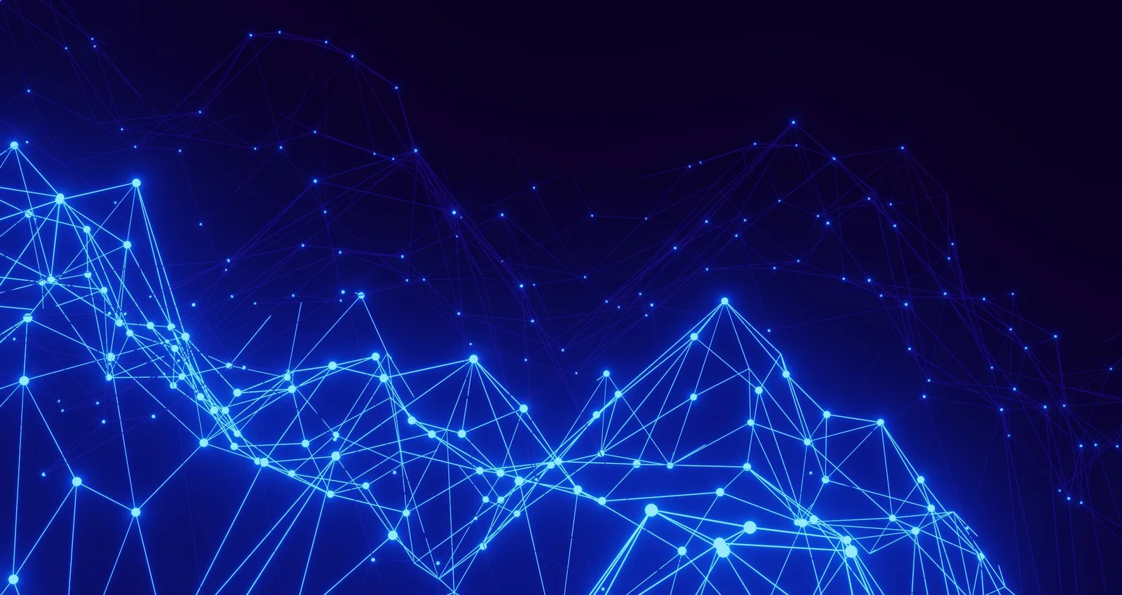 Abstract visualization of connected nodes forming a mesh network